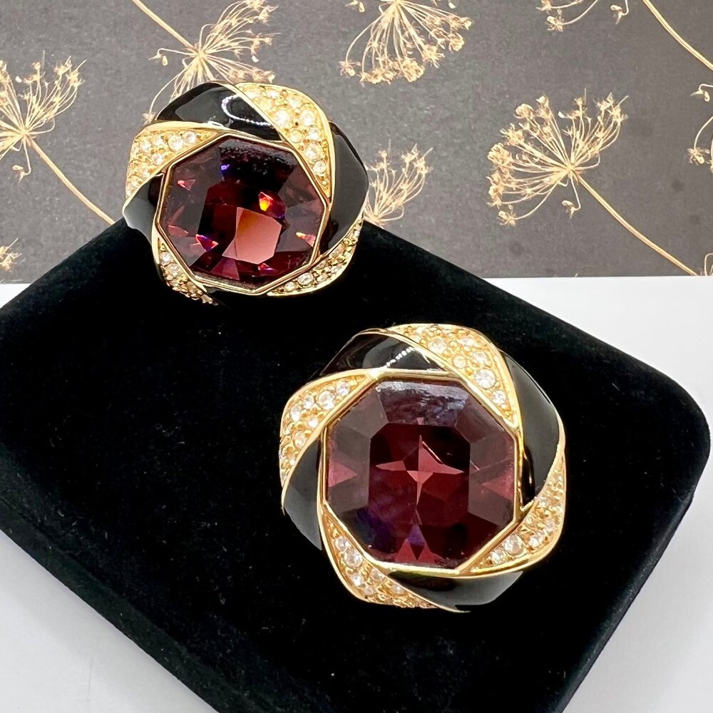 Swarovski Amethyst Octagon CLIP Earrings